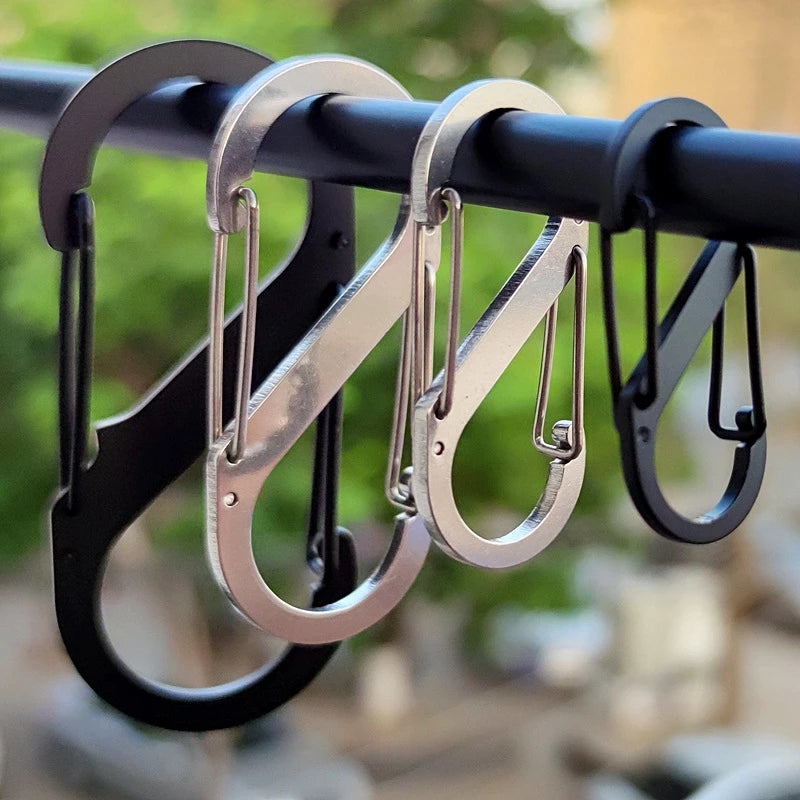 5PCS Tactical S-Type Carabiner Hooks – Mini Aluminum Keychain Clips for Camping & Hiking